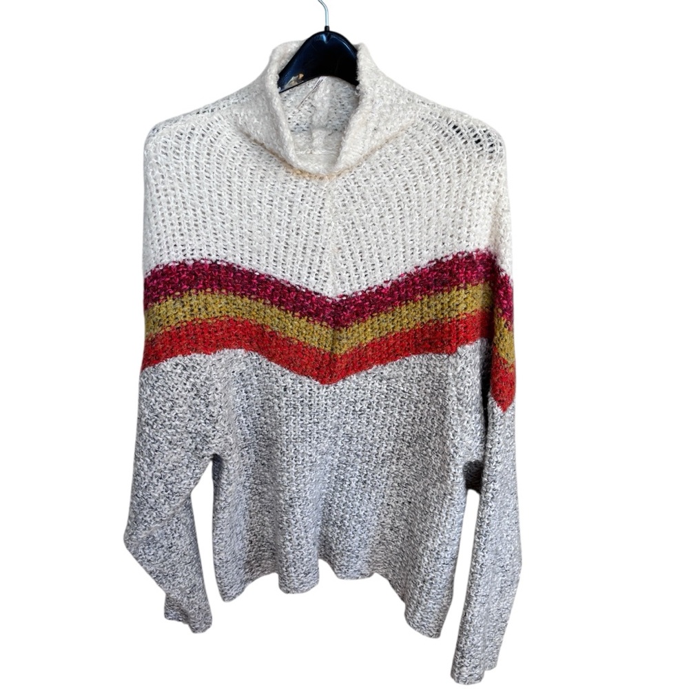 Free People Chunky Knit Chevron Stripe Sweater L